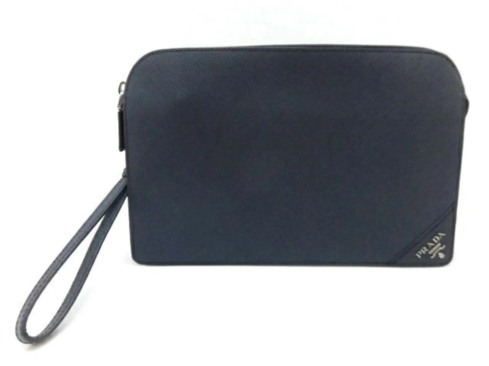 Prada Shoulder Bag Saffiano Navy Blue